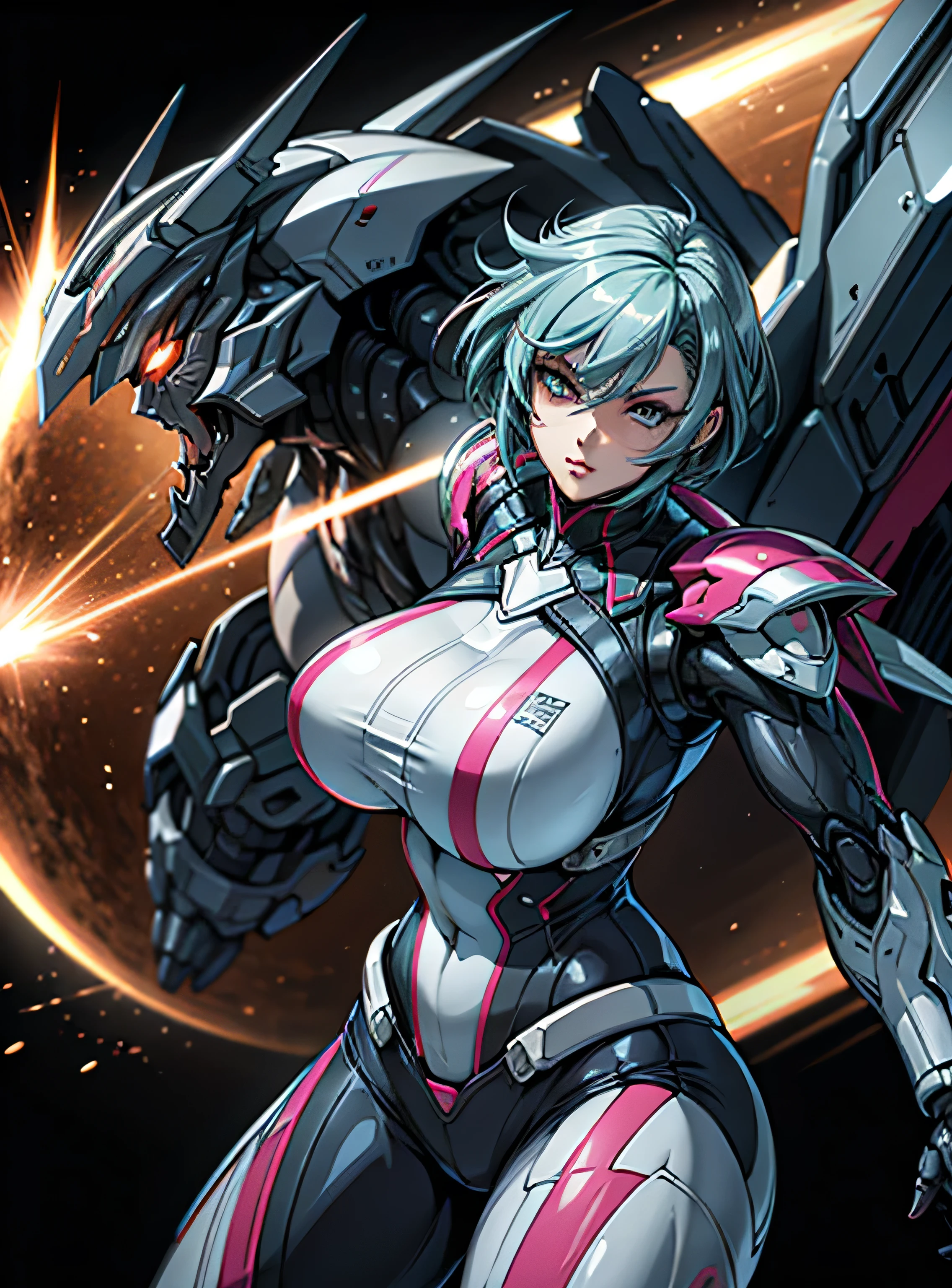 Textured skin, Super Detail, high details, High quality, Best Quality, hight resolution, 1080p, hard disk, Beautiful,(Transformers),(Arcee),beautiful cyborg woman,Mecha Cyborg Girl,Battle Mode,Girl with a Mecha Body,She wears a futuristic Arcee mech,Female Warrior,big breasts,fully body photo