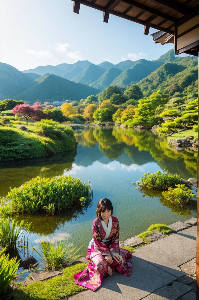 ((Highest quality)), ((masterpiece)), (detailed), Japanese,landscape,Beauty,Mature Woman