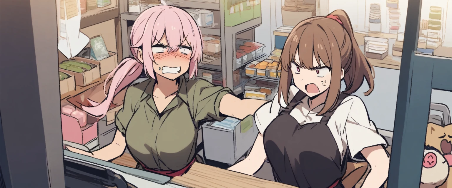 One girl,ponytail、angry、Girl、pink、Shopkeeper's Daughter、Pawnbroker、Red hair
、アニメ