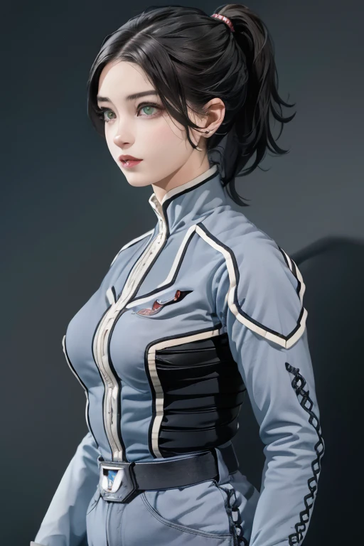 ((Highest quality, 8K, masterpiece :1.3)), ((masterpiece, Highest quality, High resolution, Very detailed),(beautifully、Aesthetically beautiful:1.2), 1 female, Adult, Perfect body, Black Hair, Green Eyes, Tie your hair back、She has a beautiful ponytail, Detailed eyes and face, Large Breasts, See-through clothing ,See-through underwear, whole body ,Perfect hands, Perfect Anatomy)
 