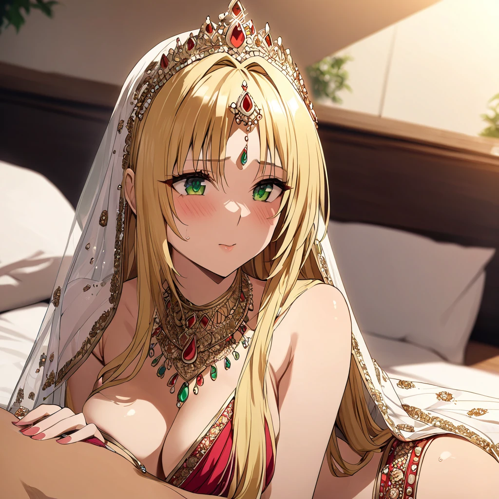 The woman is by nakedon a big bed and fucked so hat a huge amount of semen comes out r pussy.、((Highest qual, ((masterpiece)), (detailed), (Perfect Face)、The woman is a Hindu Indian Tiara with vivid brown skin and a red bindi on her forehead, and is seen in an Indian city, wearing a gorgeous and glittering traditional Indian wedding dress, a colorful sari, a colorful hijab, a bindi, a gorgeous hair ornament, gorgeous jeweled accessories, and an engagement ring, in a luxurious Indian mansion.、The woman is an elegant Tiara with green eyes and medium-long blonde hair. She is wearing a colorful sari and a colorful hijab. She has bright brown skin and a red bindi on her forehead. She is a Hindu Indian Tiara.、(The woman is a brown-skinned Indian Tiara.)