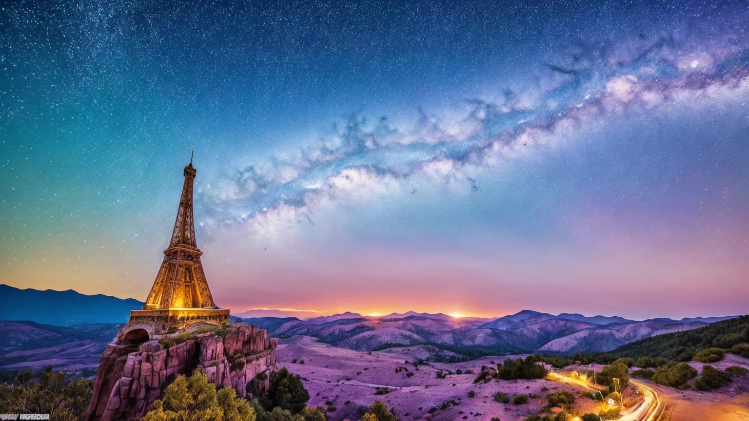 Best Masterpiece, Best Quality, Best Resolution, detailed, 8k, multicolored and gradient background, starry, night view