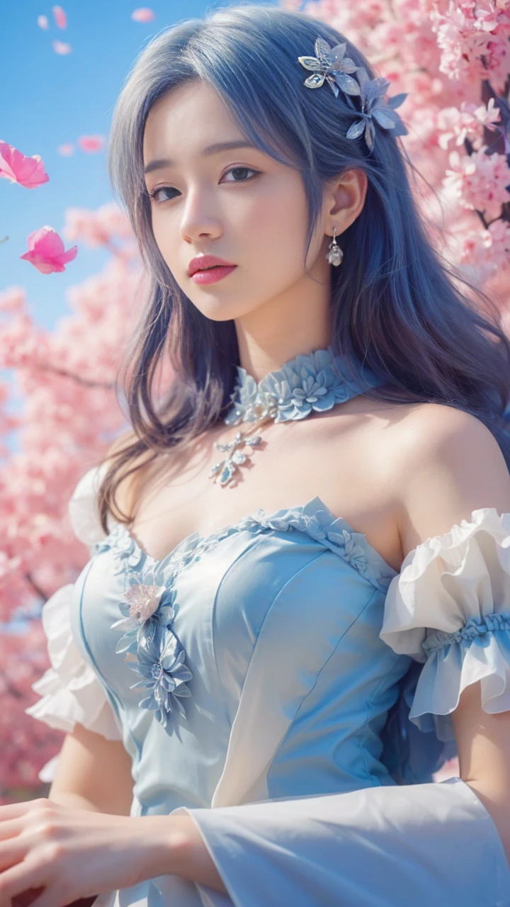 best quality, tmasterpiece,Ultra-high resolution,Clear face,（Reality：1.4），ferpect lighting，(upper body shot), (photorealistic:1.50), anime wallpaper, Guviz style artwork, cover-up fantasy up to magic , by Yang J, Guviz, beautiful artwork illustration, beautiful digital artwork, beautiful digital illustration, Li Song, beautiful anime portrait, art style in Beauvot, 