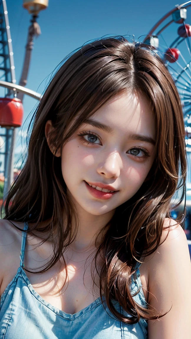 (masterpiece, Highest quality:1.3), (Super detailed:1.2), (hyperRealistic:1.3), (RAW Photos:1.2),High-definition RAW color photos, Professional photos, (PhotoRealistic:1.4), (Realistic:1.4), ,Professional Lighting, (Japanese), Beautiful Face, (Realistic face), Cute Woman, (Brown Hair, Big Breasts:1.2), (Bright smile:1.5), Trending Hair&Trending Hairカラーをランダムに, Sexy, erotic Sexy, Random sexy gravure poses, (A beautiful woman in a blue halter bikini、ビーチでSexy笑う。:1.3)