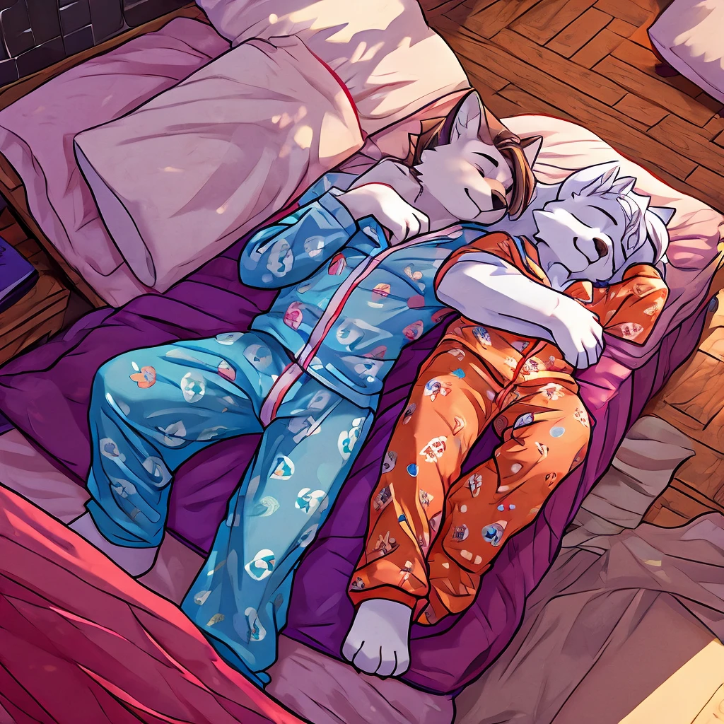 arctic fox in pajamas sleeping