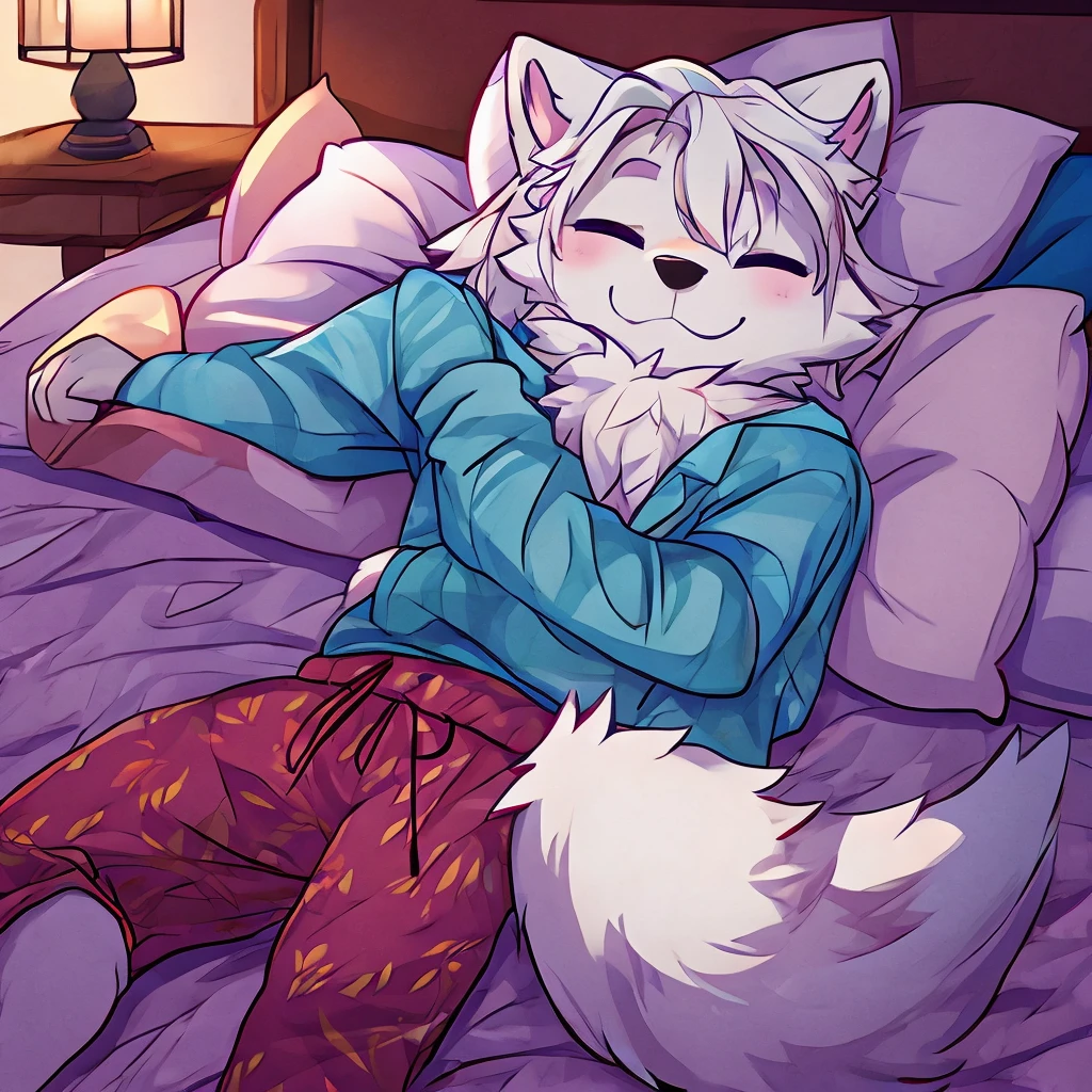 arctic fox in pajamas sleeping, 独奏, foof