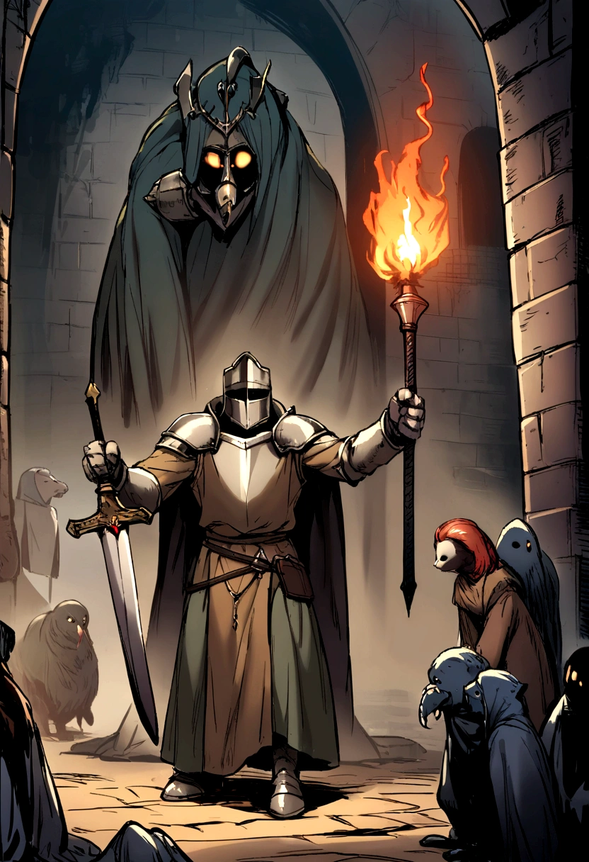 Frank frazzeta, female, knight, dungeon, dark place, torch, sword, creature, scary, medieval