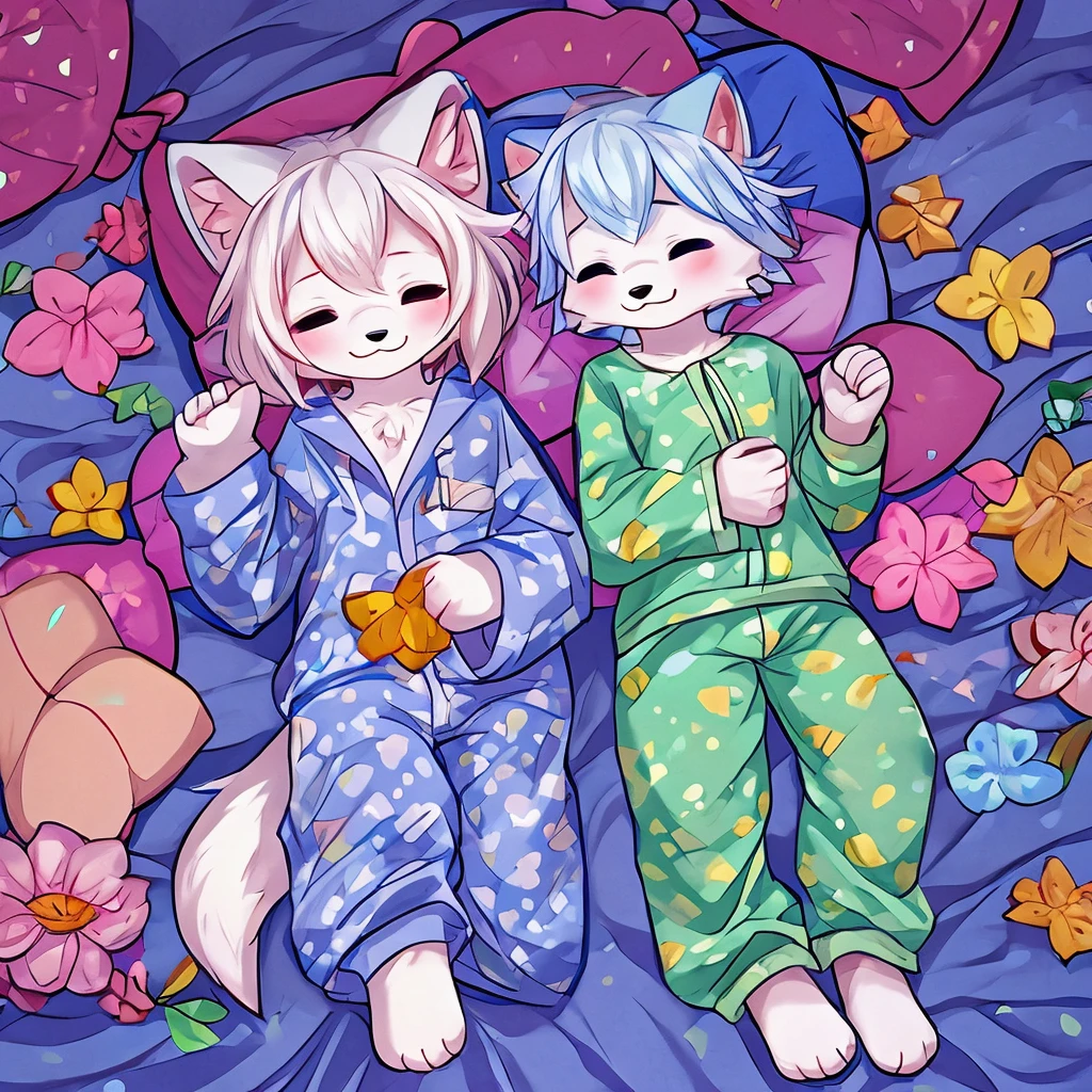 arctic fox in pajamas sleeping, 独奏, fluffly, mascle