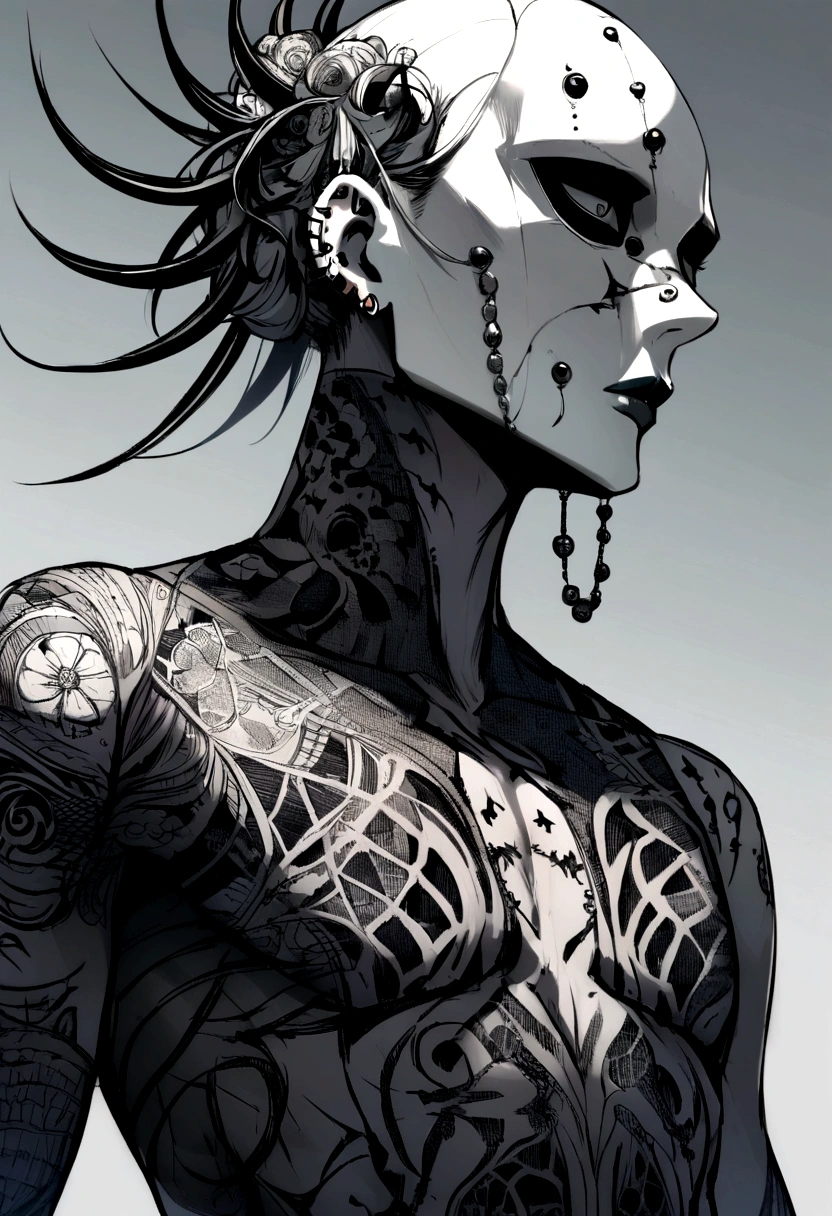 guy with piercings and tattoos, insolent, bighead