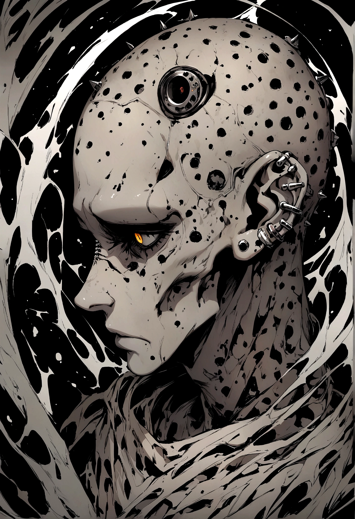guy with piercings and tattoos, insolent, bighead