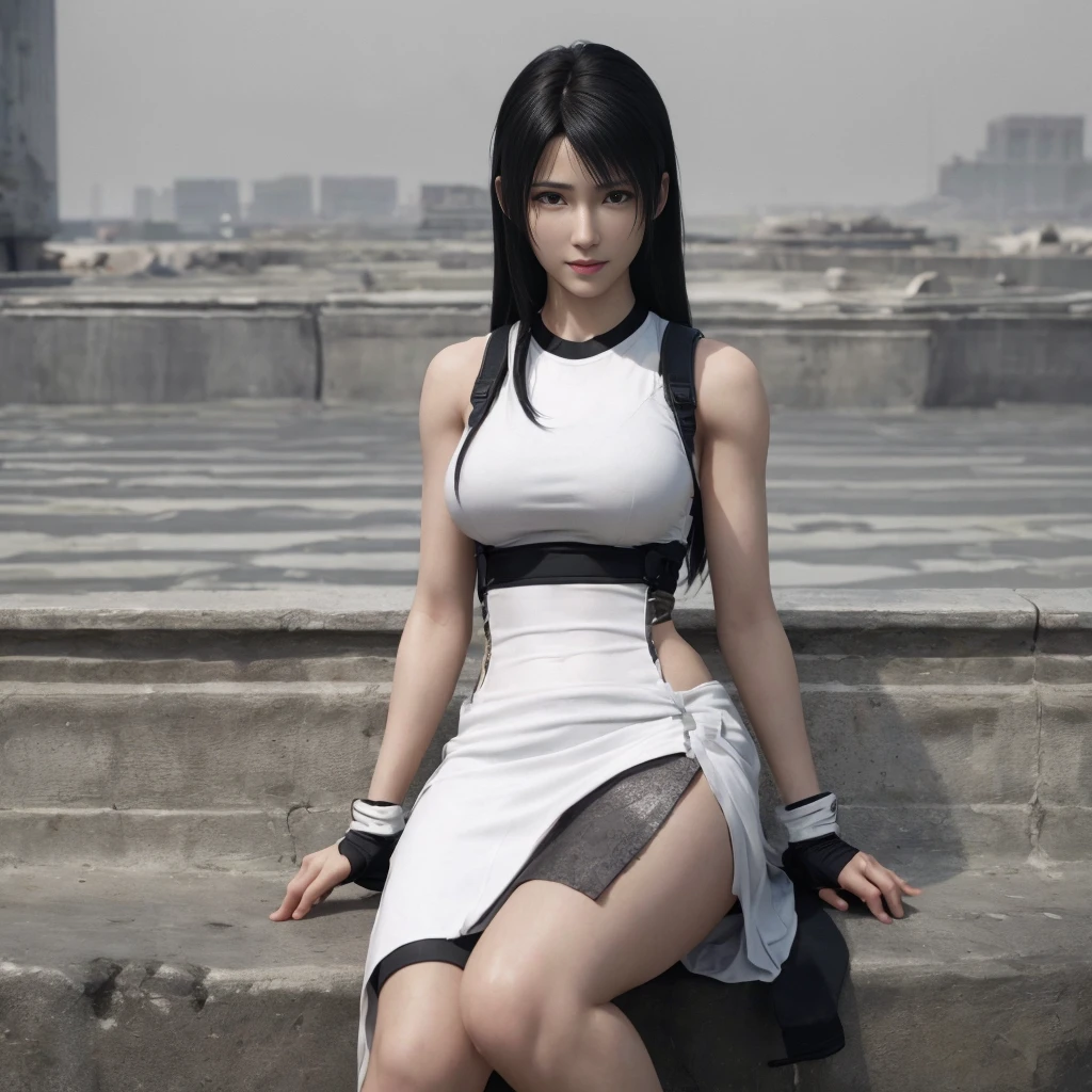 (Highest quality,Ultra-detailed),(Realistic:1.37),Tifa Lockhart,Beautifully detailed face, Smiling face, Perfect body, Ultra-realistic texture, Delicate face, Physical Strength