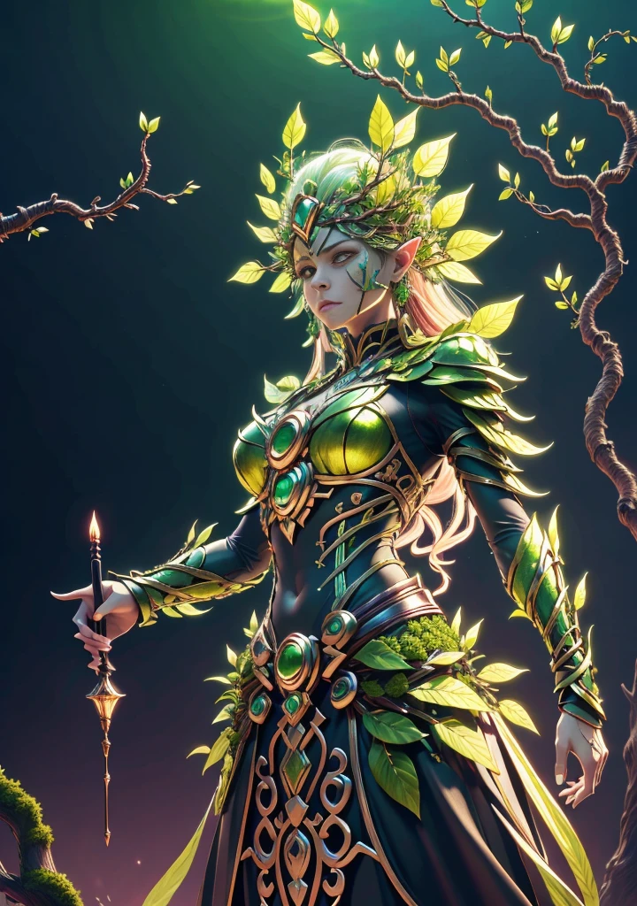 Plant Maiden,Vine Princess,Witch of Thorns,Beautiful line art photo,Use gold strokes and rainbow paint,Golden Maiden,the golden ratio,Melted wax,Visible brush strokes,surrounded by crystal spheres,3D Mosaic Wireframe,neuroimaging,neurons,The Tree of Life,colours,California,intense emotion,Oil on canvas,Thick strokes,insanely details,8k ultra high definition,tmasterpiece,art stations,ultra-realistic realism,plant witch,Vine Queen,Witch of Thorns