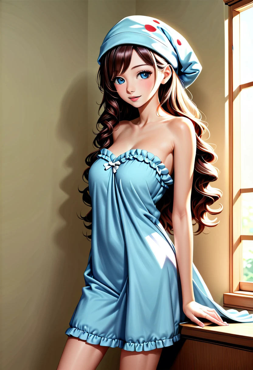 detailed illustration, (front view), (side view),dynamic angle, ultra-detailed, illustration, clean line art, shading, anime, detailed eyes, detailed face, beautiful face, dramatic lighting, detailed illustration, dynamic angle, ultra-detailed, illustration, (single woman: 1.8), masterpiece, masterwork, beautiful, (1 woman:1.8),
Woman, waking up, in a oversized nightgown, long sock hat,
