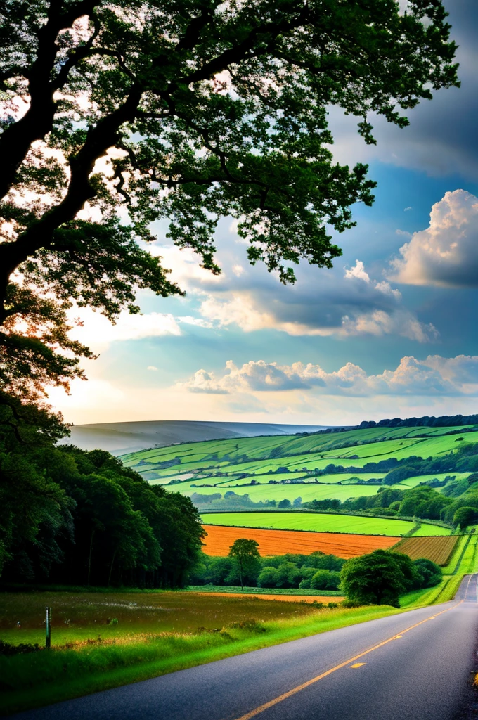 Original landscape，Sky and clouds，Tyndall effect，A country road，Colorful hot air balloon，Tyndall effect，Tyndall effect，High quality desktop wallpaper, Verdant forest, Detailed field properties, Beautiful English countryside, Stunning scenery, Rolling Hills, Landscape Wallpaper, Lush countryside, Green forests, Stunning scenery, Green fields in the background, High quality wallpaper, Beautiful wallpapers，Ultra high quality，Ultra HD，Ultra-high resolution