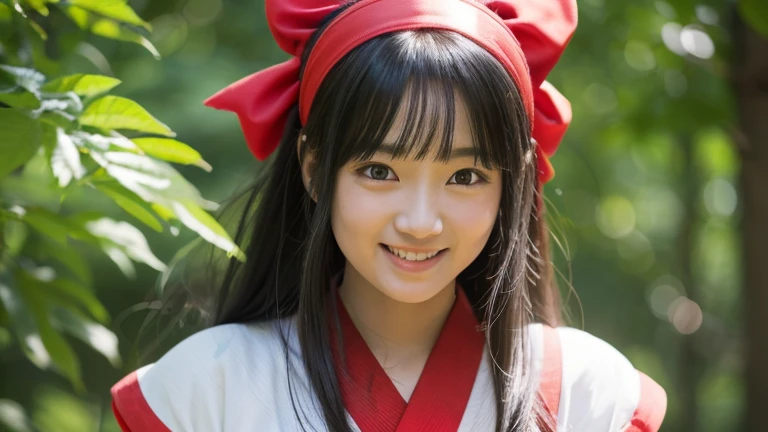 nakorurums,
red bow,
bow,
red hairband,
hairband,
hair fringe,
long hair,
ainu clothes,
fingerless gloves,
short sleeves,
a close up of a person in a costume holding a knife,
kunoichi,
katana zero video game character,
amaterasu,
skin pores texture,
cute,
wrinkled skin,
sharp,
15 years old,
flirts with the camera,
(Asian girl:1.2),
(Realistic hair:1.2),
(realistic eyes:1.2),
(Beauty face:1.3),
(detailed face and eyes):1.2,
(freckles:0.5),
perfect body,
perfect hands,
perfect face,
perfect eyes,
Best quality,
ultra highres,
(realistic, photo-realistic:1.33),
(8k, RAW photo, best quality, masterpiece:1.2),
Kodak gold 200,
National Geographic style,
medium shot,
Photography,
movie,
cinematic,
Realistic,
natural lighting,
depth of field,
film grain,
full body,
looking at viewer,smile, smiling,