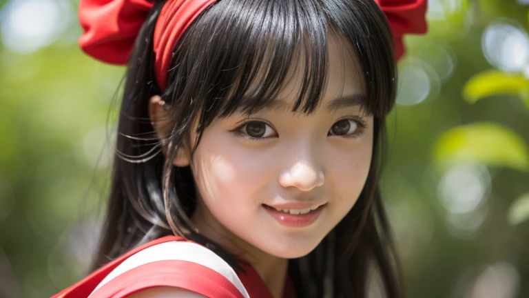 nakorurums,
red bow,
bow,
red hairband,
hairband,
hair fringe,
long hair,
ainu clothes,
fingerless gloves,
short sleeves,
a close up of a person in a costume holding a knife,
kunoichi,
katana zero video game character,
amaterasu,
skin pores texture,
cute,
wrinkled skin,
sharp,
15 years old,
flirts with the camera,
(Asian girl:1.2),
(Realistic hair:1.2),
(realistic eyes:1.2),
(Beauty face:1.3),
(detailed face and eyes):1.2, 
(freckles:0.5),
perfect body, 
perfect hands,
perfect face,
perfect eyes, 
Best quality, 
ultra highres, 
(realistic, photo-realistic:1.33), 
(8k, RAW photo, best quality, masterpiece:1.2),
Kodak gold 200, 
National Geographic style, 
medium shot, 
Photography, 
movie, 
cinematic, 
Realistic, 
natural lighting, 
depth of field, 
film grain,
full body, 
looking at viewer,smile, smiling,