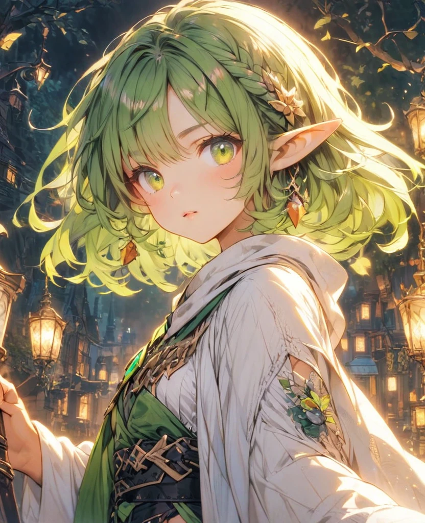 Green Hair Bob Short Wizard Robe Elf