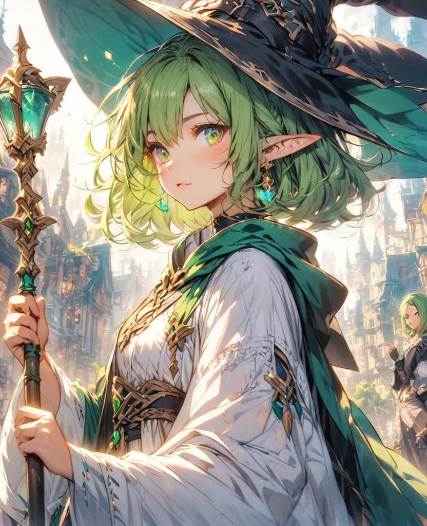 Green Hair　Bob Short　Wizard　Robe　　Elf