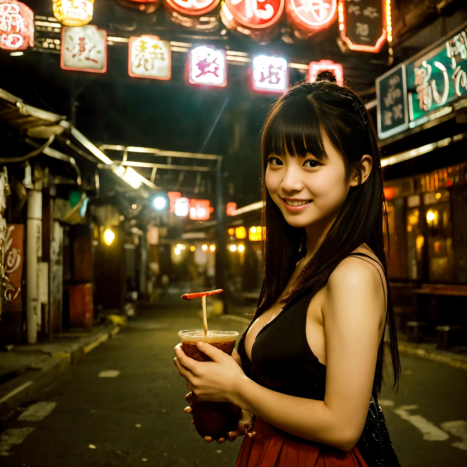 (masterpiece:1.2、Highest quality)、Places to visit in Japan、Unsanitary and despicable environment、(Shady Underground Mall)、Mysterious Neon、(Underground hot spring facilities)、Tavern on the street、(3More than 100 cute girls、3Gather with more than one person)、((Exposing the breasts、Pussy))、Dirty walls、Dirty floor、((Eat well))、perfect anatomy、smile