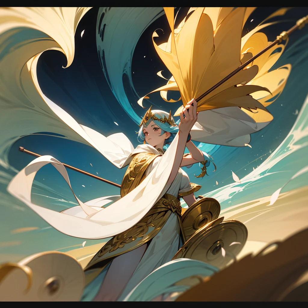 high resolution、Goddess of Light!He was carrying a gold staff with a wheel-like thing attached to the front end.、Wave the big stick and you'll instantly rise to the sky。
An all-white image!