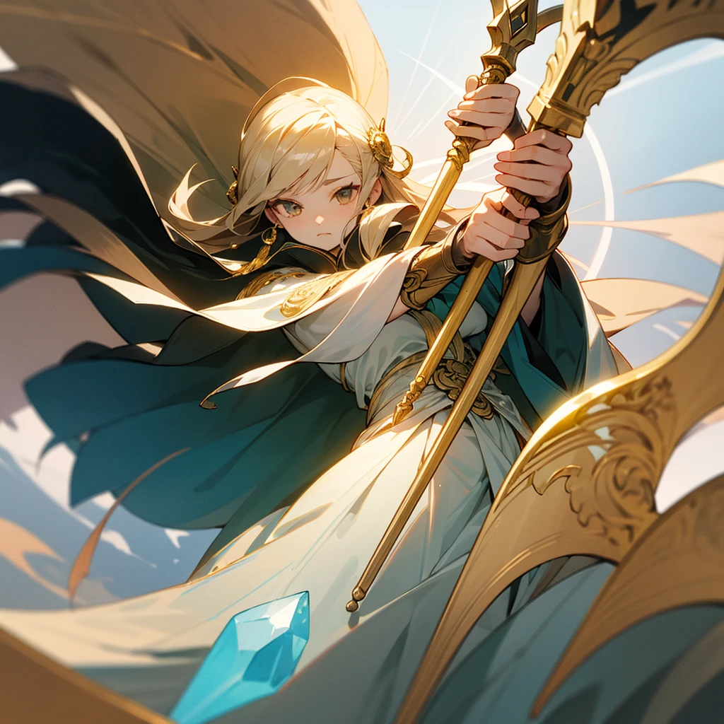 high resolution、Neat、Goddess of Light!He carries a gold staff with a large round crystal ball on the front end.、Wave the big stick and you'll instantly rise to the sky。
An all-white image!