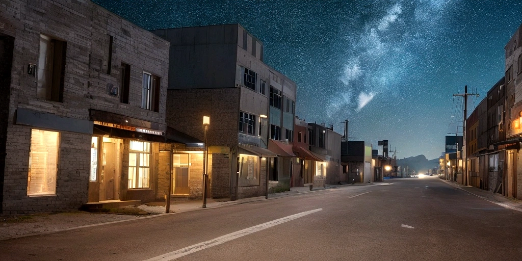 several roads in a deserted place, going in several directions, moonlit atmosphere, with a large crowd going in several different directions