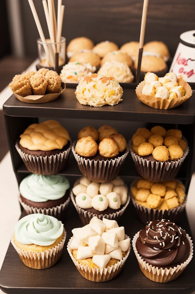 I want a Creative with mini snacks, drumsticks, cheese cupcake, mini pastel, and Rizzoli. With images for Instagram