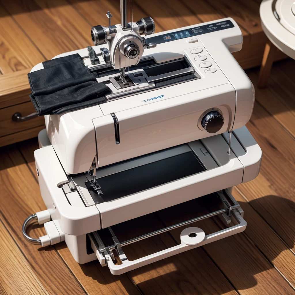 logo for a sweepstakes website named after [sewing draw] place a 3d sewing machine icon