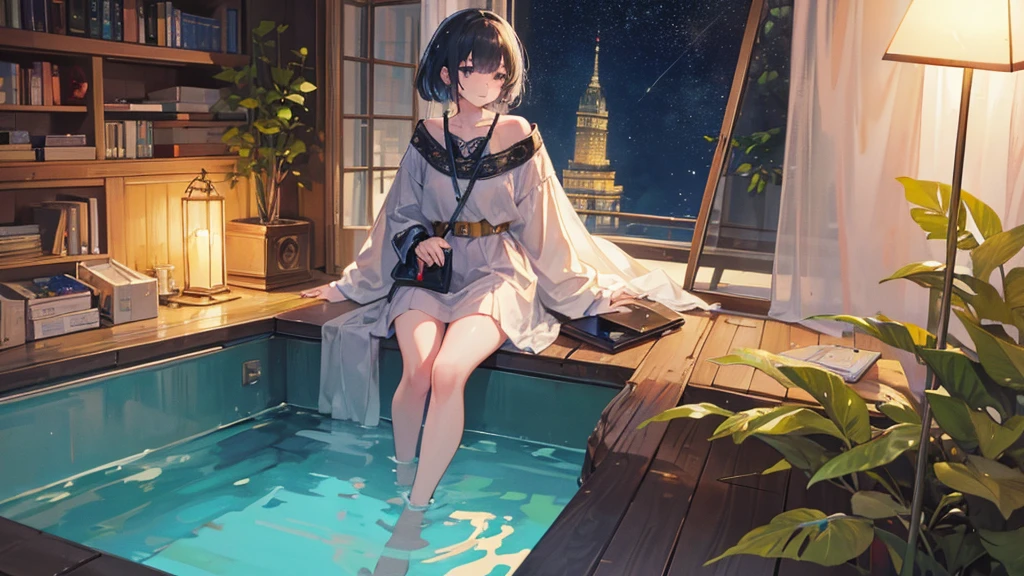 ((Highest quality)), ((masterpiece)), (detailed),Lo-fi Night Relaxation