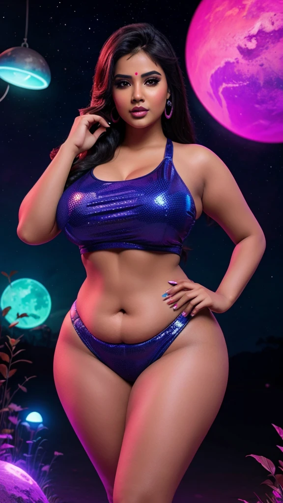Desi BBW bhabi hot neon scenary alien planet background day nostalgia