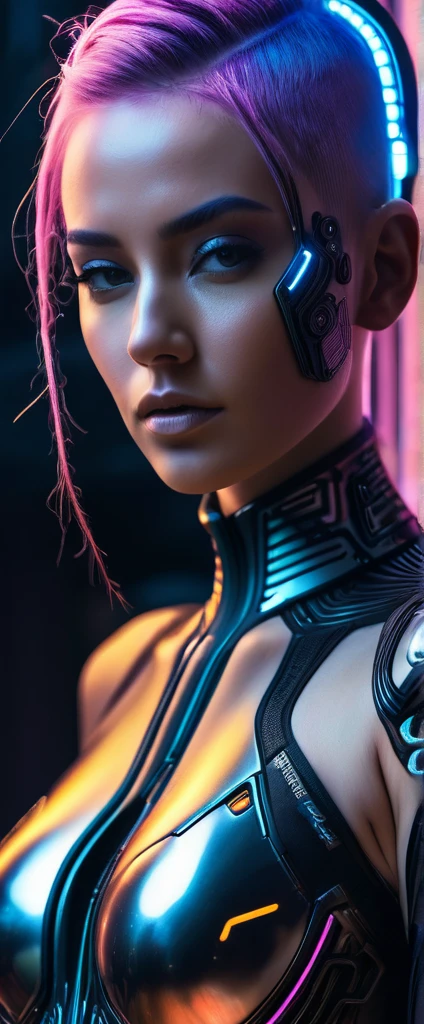 extremely detailed photo of a woman, loraelizabeth, cyberpunk, futuristic, cyberpunk bodysuit, 8k uhd, RAW photography, model photoshoot, detailed skin, skin imperfections