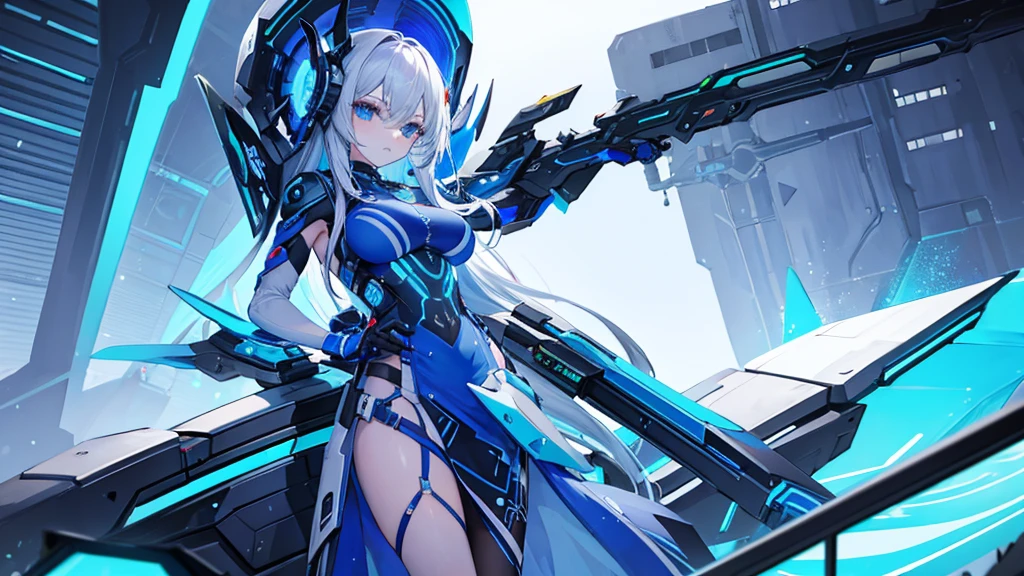 ((Highest quality)), ((masterpiece)), (detailed),Futuristic cool blue