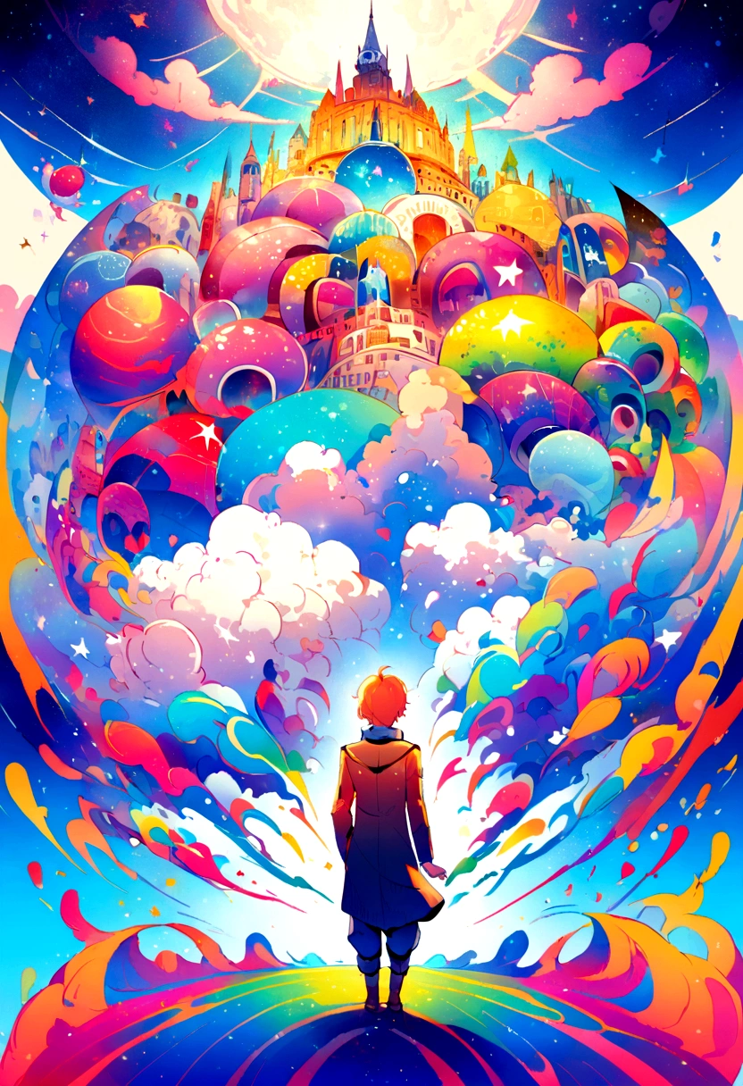 Create a movie cover for the book The Little Prince in the style of director Hayao Miyasaki