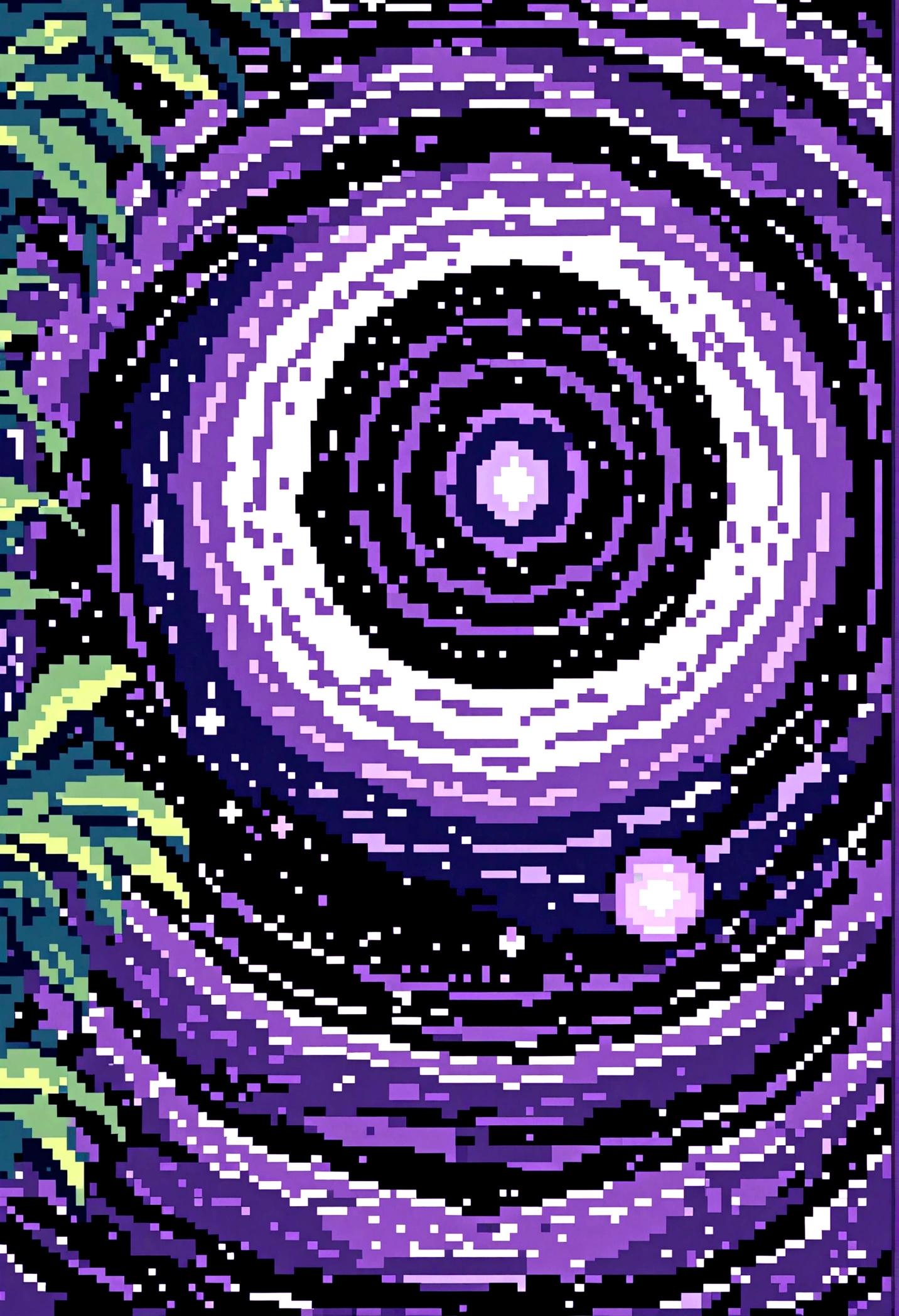 UNIVERSE, stars, purple tone, full of plants, Nebulae and black holes, 4k HD, high quality. pixel art
