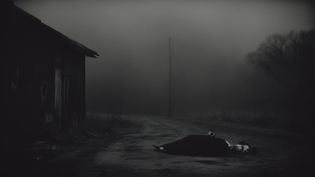 vintage black and white photography, sinister photo, ( ( ( Horror art ) ) ), gloomy vibes, horror, nightmare atmosphere, evokes disturbing elements, dark feelings, horizontal aspect, The best quality, must disturb the viewer