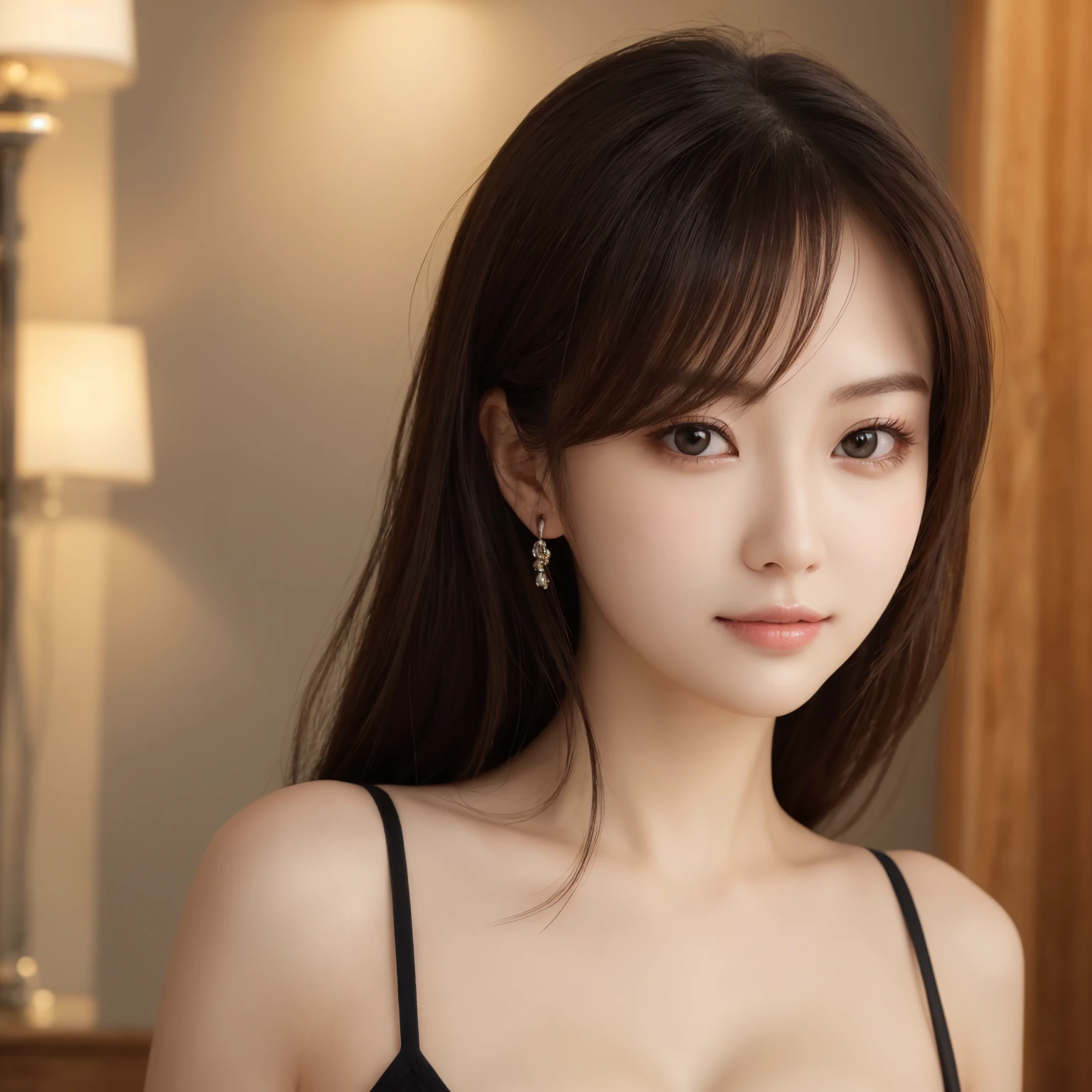 masterpiece、Highest quality、High resolution、Tabletop、wallpaper、Realistic、Bright lighting、Professional Lighting、Face Light、Smooth lighting、Japanese women、Adult、Beautiful woman、action、gravure、sexy、so beautiful、Beautiful Skin、Beautiful and exquisite、Detailed face、slim、Brown eyes、Looking into the camera、Cleavage、Big Breasts