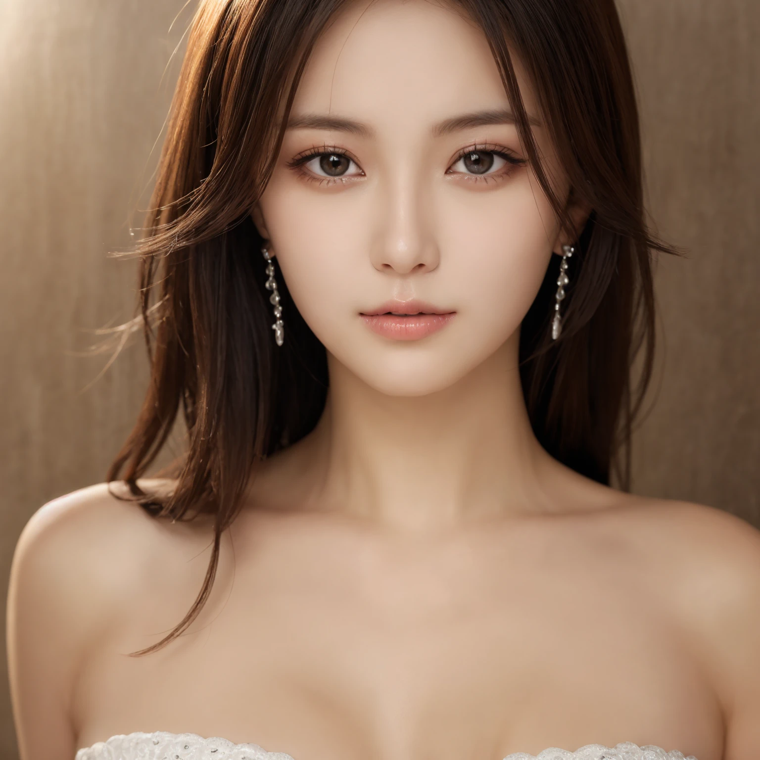 masterpiece、Highest quality、High resolution、Tabletop、wallpaper、Realistic、Bright lighting、Professional Lighting、Face Light、Smooth lighting、Japanese women、Adult、Beautiful woman、action、gravure、sexy、so beautiful、Beautiful Skin、Beautiful and exquisite、Detailed face、slim、Brown eyes、Looking into the camera、Cleavage、Big Breasts