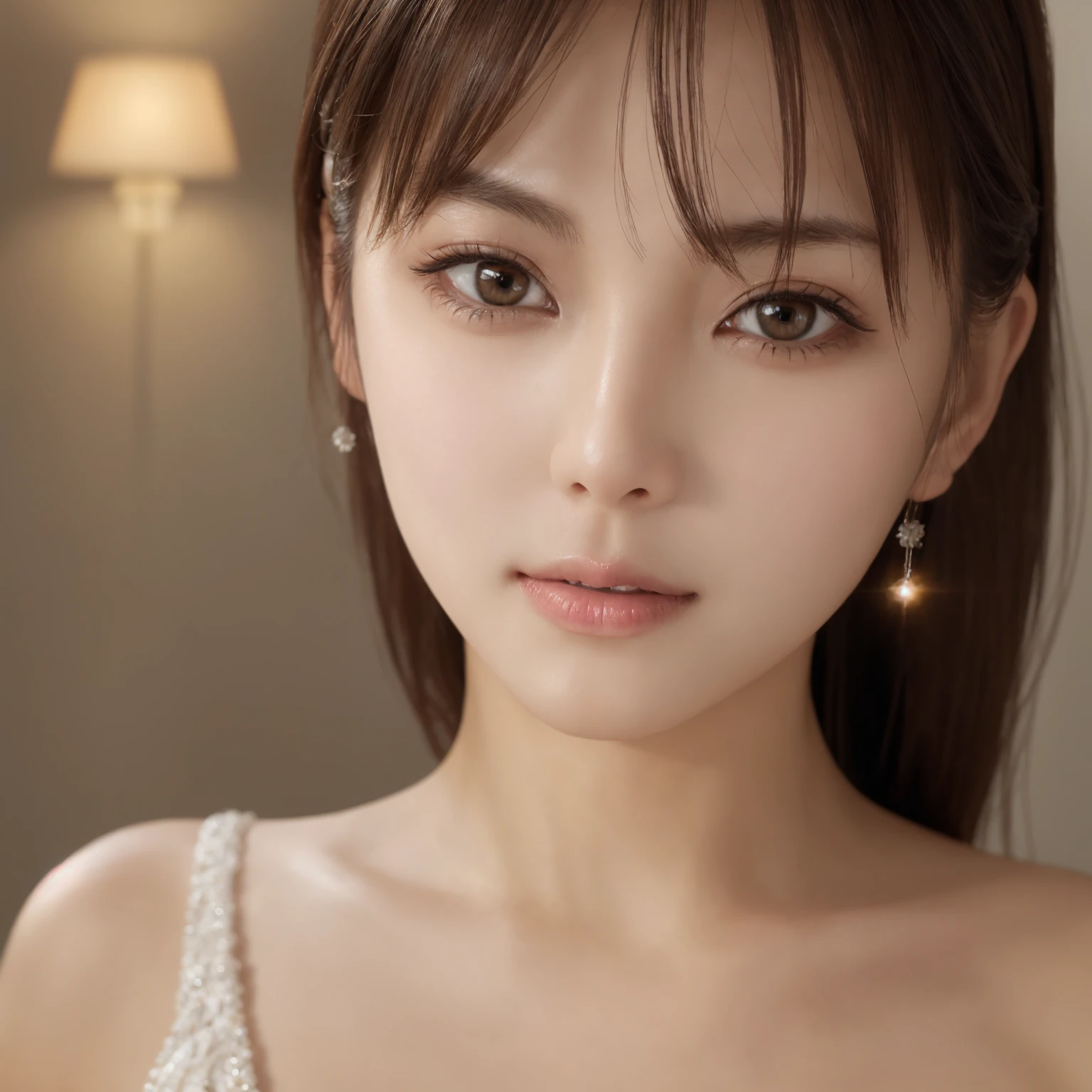 masterpiece、Highest quality、High resolution、Tabletop、wallpaper、Realistic、Bright lighting、Professional Lighting、Face Light、Smooth lighting、Japanese women、Adult、Beautiful woman、action、gravure、sexy、so beautiful、Beautiful Skin、Beautiful and exquisite、Detailed face、slim、Brown eyes、Looking into the camera、Cleavage、Big Breasts