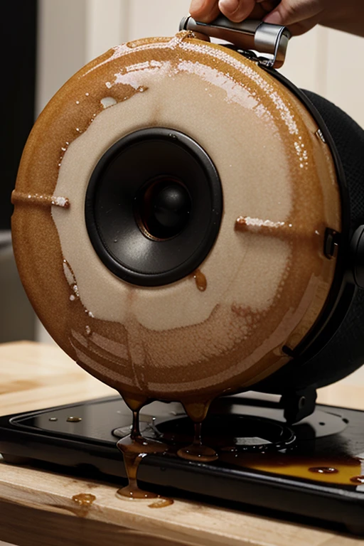 Speaker being glazed with syrup