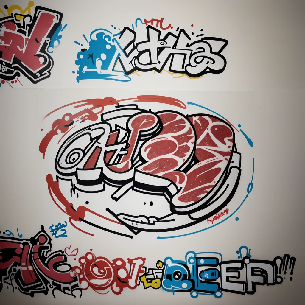 Create a graffiti with drawings that represents the phrase meat is a political power