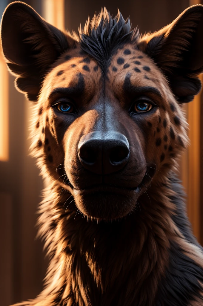 hyena man, bust shot, extremely detailed face, beautiful detailed eyes, beautiful detailed lips, extremely detailed eyes and face, shy blush, massive hyper cock coming in from off screen close to his face, erupting cum all over face, photorealistic, 8k, highly detailed, intricate details, cinematic lighting, dramatic lighting, dramatic shadows, hyper realistic, masterpiece, (best quality,4k,8k,highres,masterpiece:1.2),ultra-detailed,(realistic,photorealistic,photo-realistic:1.37)