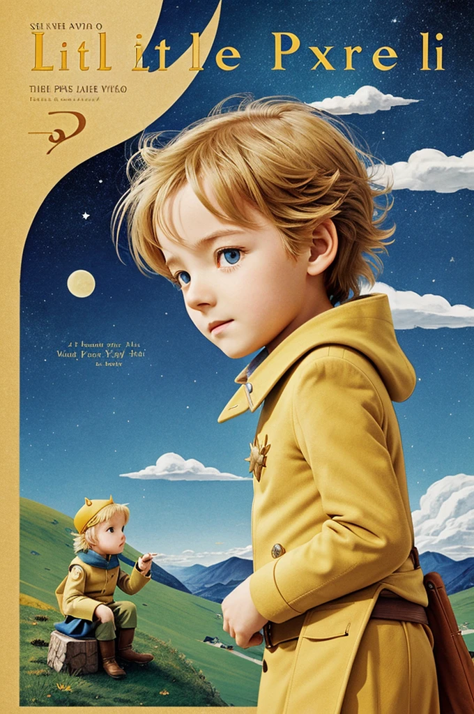 Create a film cover for the book The Little Prince with the style of director Hayao Miyasaki