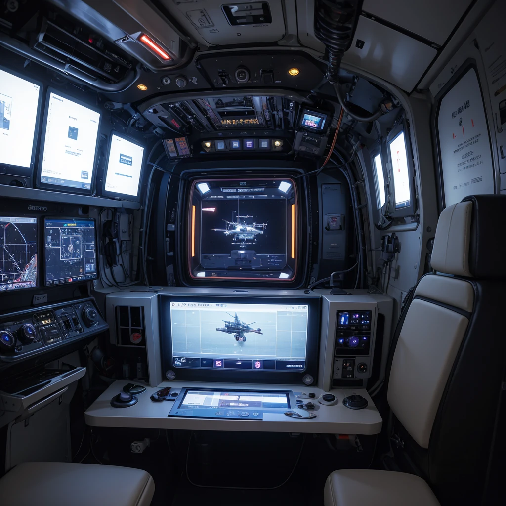 spacecraft interior,There is a floating LCD screen on the left(1:1),