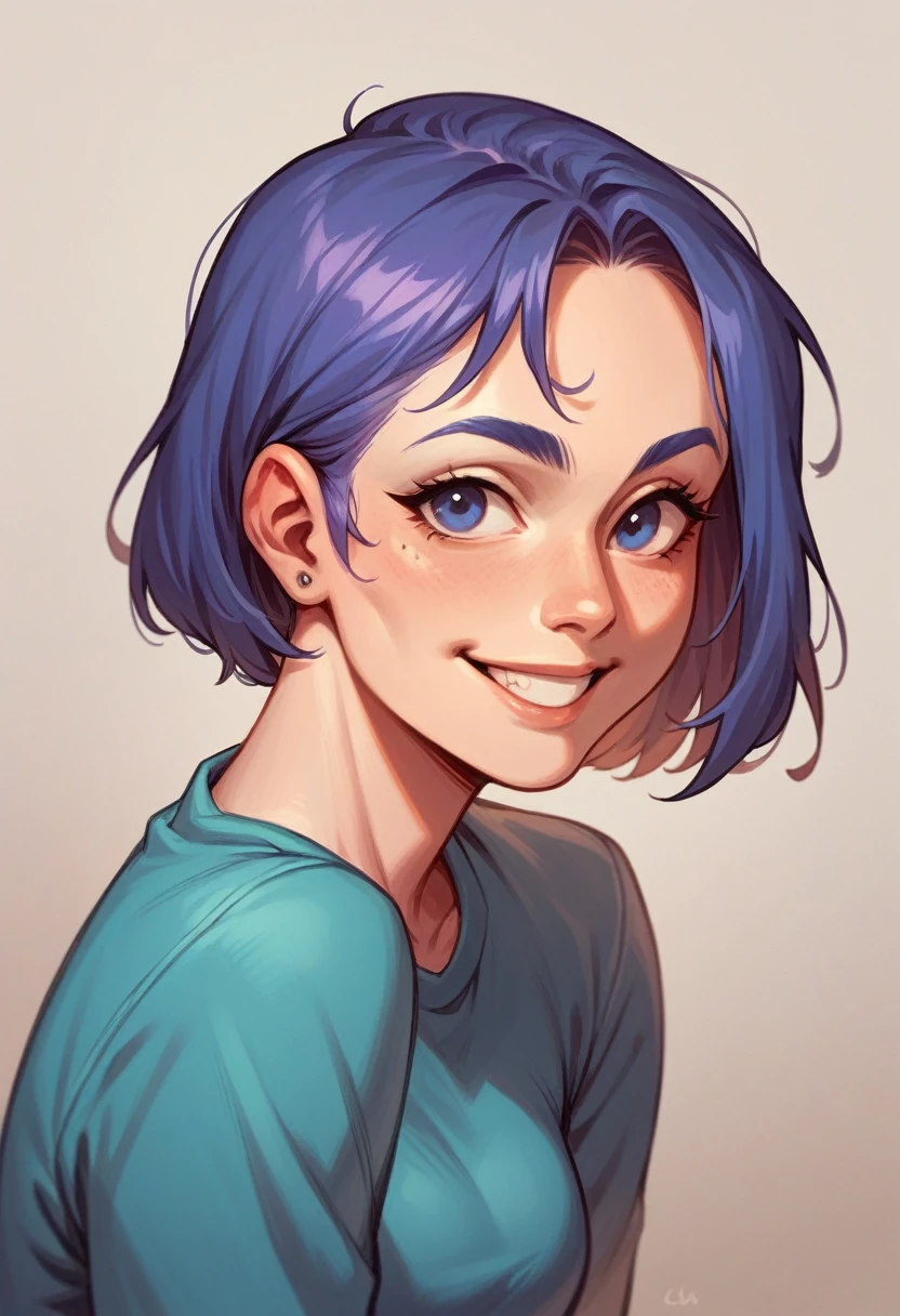 Girl facing straight, smiling cutely