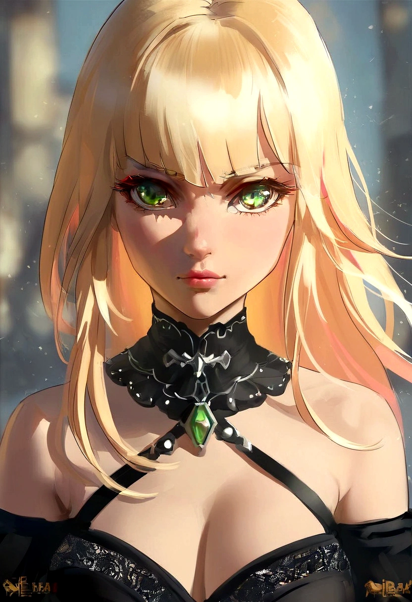 woman blonde hair green eyes and pink batm and a black top, realistic art style, RossDraws portrait, Artgerm portrait, Anime realistic artstyle, 4K realistic digital art, 4K realistic digital art, 8K Artgerm Bokeh, DeviantArt Artstation CGScosiety, ArtGerm extremely detailed, made with anime painter studio, RossDraw digital painting