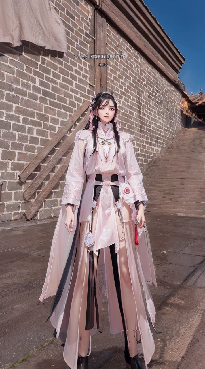 High Frequency: 1.8, Rich Detail, Masterpiece, 8K, Beautiful Priestess in Pink Shirt Standing in front of Fire, Dancing, Hands Waving Fan, Fan on Fire, Flames Surround Priestessess, Burning Battlefield Background,