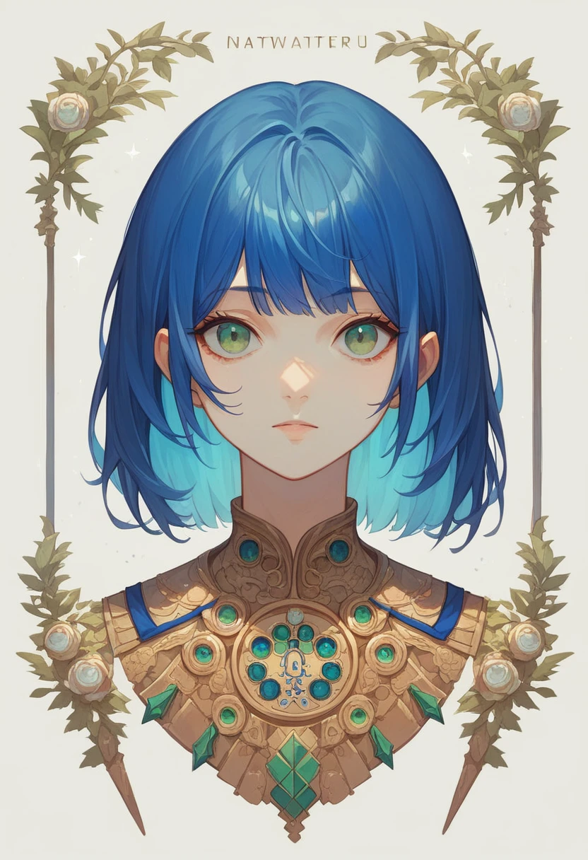 Ultra-precision,masterpiece, Highest quality,(((Full body portrait))),One Girl,Short bob hairstyle, Blue Hair、beautiful girl,16-year-old girl,(look at me),Pretty face,((Short bob hairstyle, Blue Hair)),Long Hair,(Green Eyes),Detailed slanted eyes,Cool look,German style costume,Slim figure,Simple Background,
