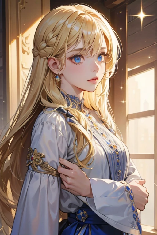 Based on concept art, Melodie had long blonde hair that she wore in a single braid except for her bangs. Her eyes were blue. SPARKLE; GLITTER
