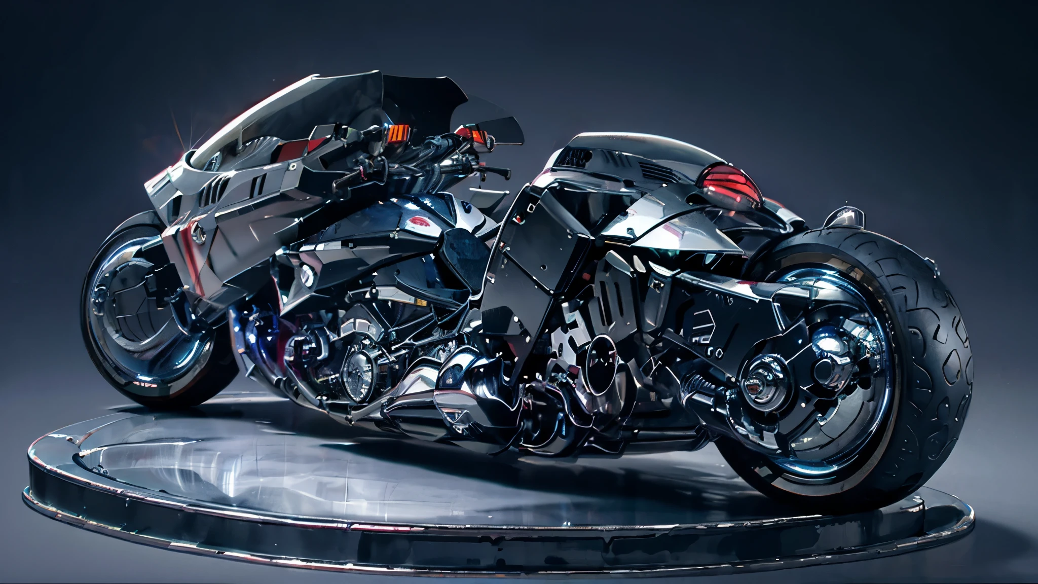 Placed right next to、Shot from directly above、Blue metallic bike、Highest quality、Masterpiece、Simple Background