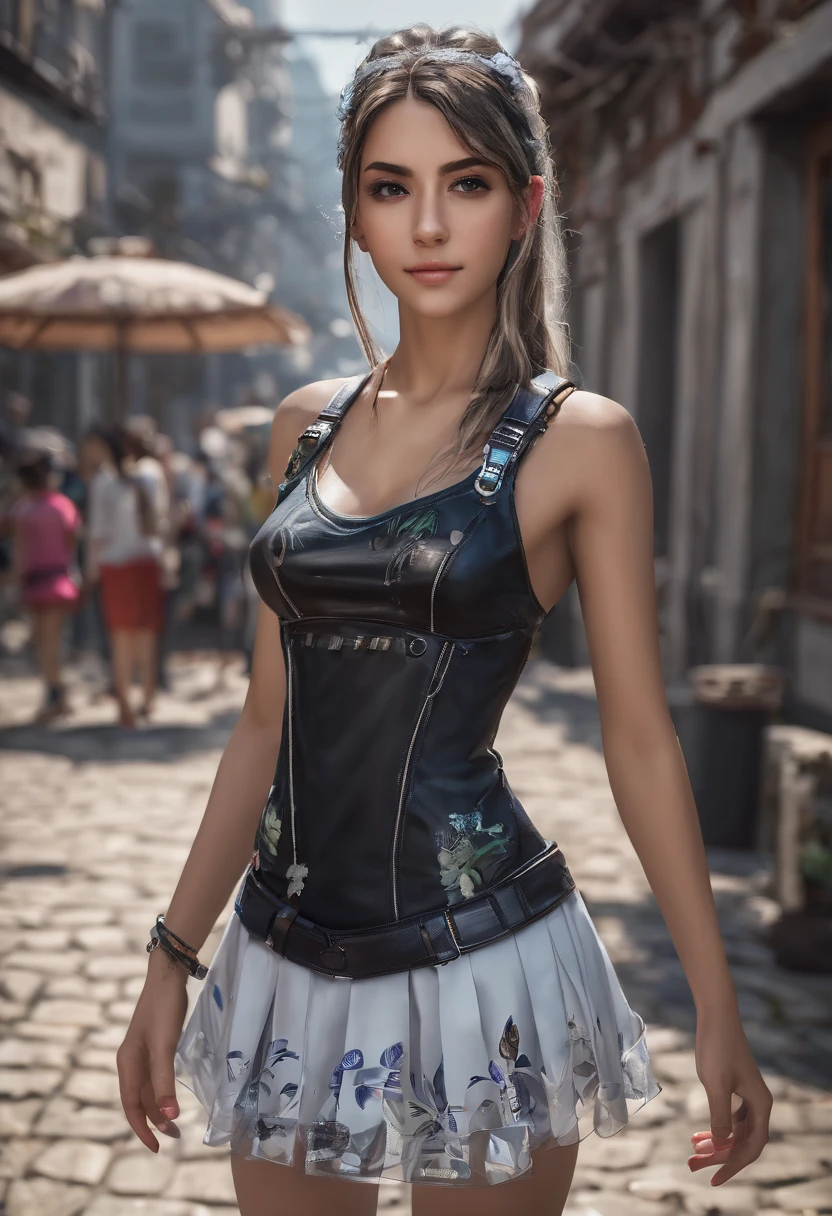 1 girl, mictia, streamer, twitch, photorealistic:1.4, 8k, masterpiece, best quality, detailed face:1.5, original, high resolution, unparalleled masterpiece, ultra realistic 8k, perfect artwork, perfect female figure, detailed skin, epic realism, short top, miniskirt, full body, body paint,una mujer, detallado,full body, maquillaje,